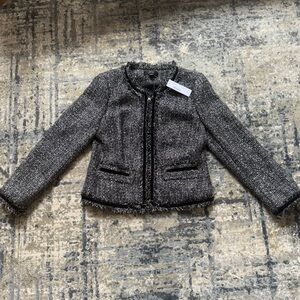 J.Crew Lady Jacket Sparkling Constellation Tweed Sparkle Jacket Fringe Size 2